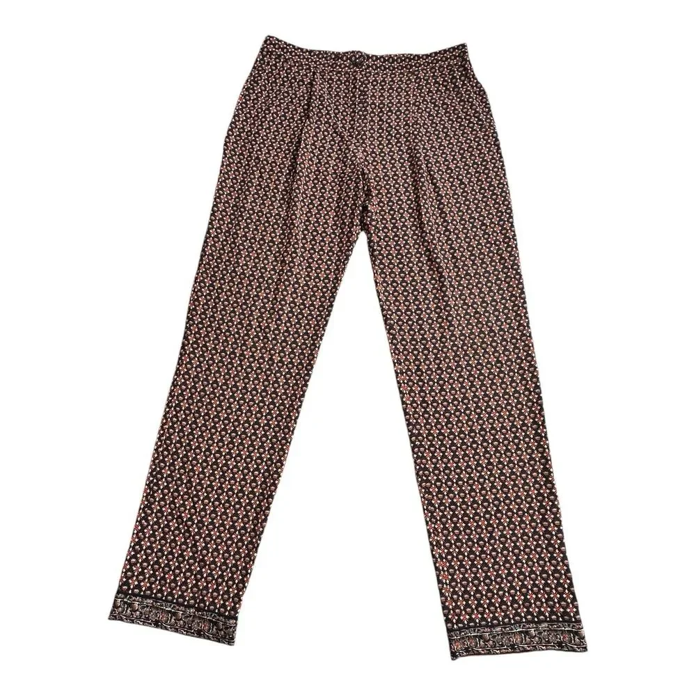 Tory Burch Women's Size 4 Elastic Waist Silk Summer Pants Floral Multicolor‎